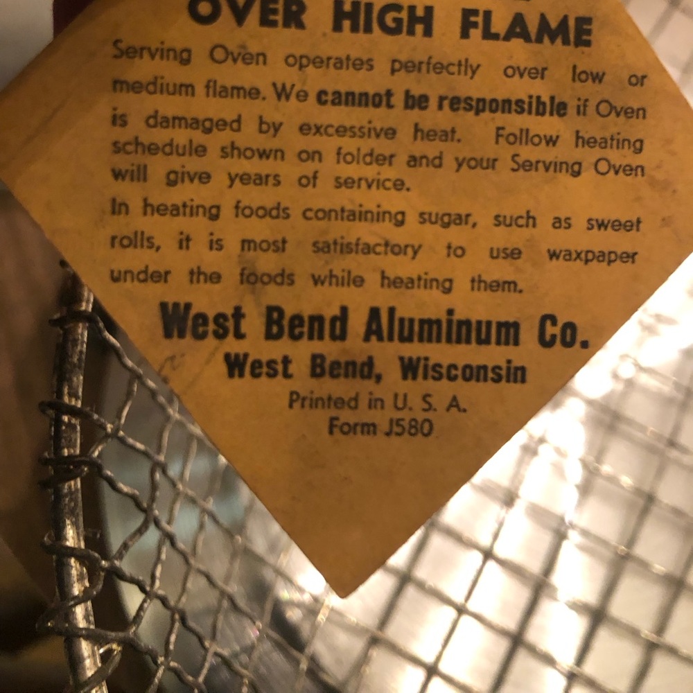 1950 or 60 West Bend serving oven patent pending embossed in back ,